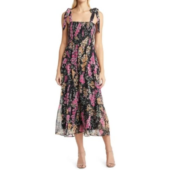 SAM EDLEMAN Dark Floral Midi Dress - Picture 1 of 12